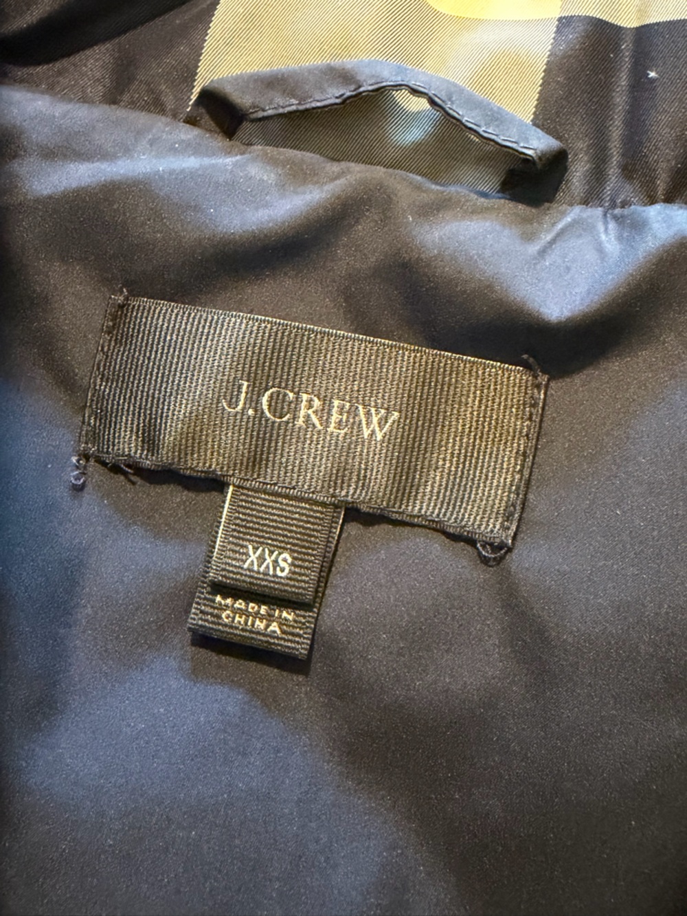 J. Crew Factory Down Puffer Vest Plaid Quilted Navy Tan Women XXS - Picture 4 of 9